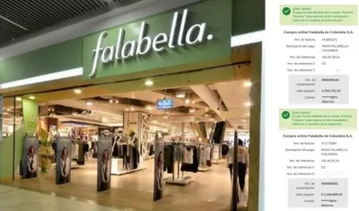 Falabella y comprobantes de las compras.