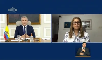 La Secretaria de Salud, Alma Solano, interviniendo en el programa presidencial.