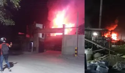 Incendio en bodega de la Vía 40