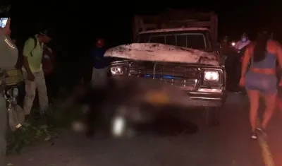 Lugar del accidente en la vía a Sibarco, Baranoa.