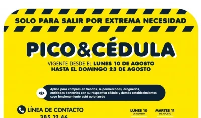 Pico y cédula para Barranquilla del 10 al 23 de agosto.