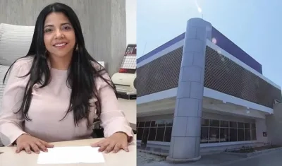 Mabel Moscote y la sede de Telecaribe.