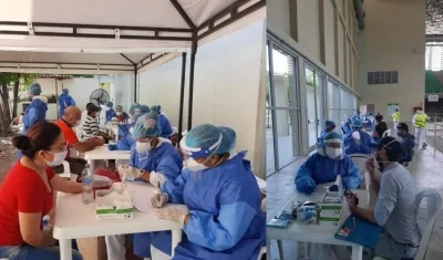 Equipos de profesionales realizando las pruebas.