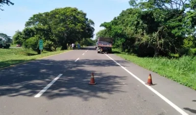 Lugar donde ocurrió el accidente, en la vía Cartagena- Bayunca.