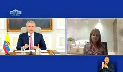 La Gobernadora del Atlántico Elsa Noguera con el Presidente Iván Duque.