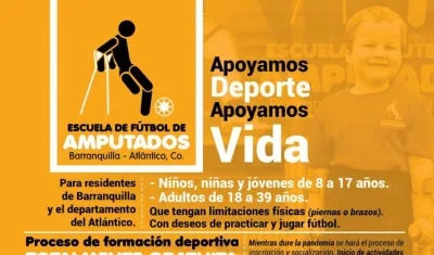 Escuela de fútbol de amputados abre inscripciones.