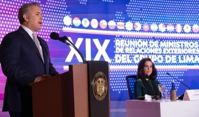 Iván Duque, Presidente de Colombia, en en la apertura de la XIX Reunión del Grupo de Lima.