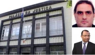 Palacio de Justicia de Cabo Verde. En las fotos arriba Alex Saab; abajo su abogado Arnaldo Silva.