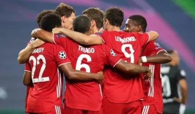 La celebración de los jugadores del Bayern Múnich.