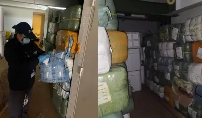 Prendas de vestir halladas en la caleta del restaurante en Bogotá.