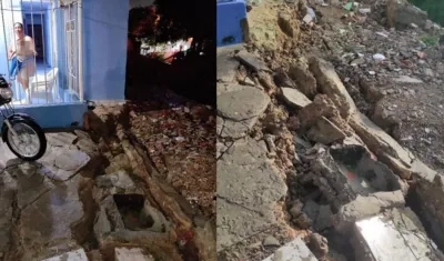 Paredilla caída tras el aguacero del jueves.