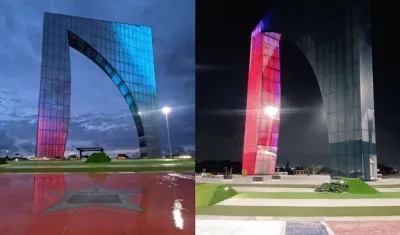 El monumento dedicado al Junior de Barranquilla.