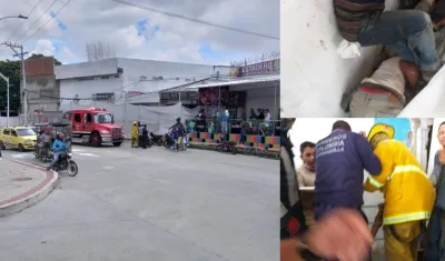 Momento del rescate del obrero.