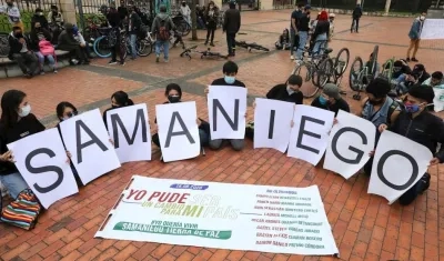 Protesta por la masacre en Samaniego.