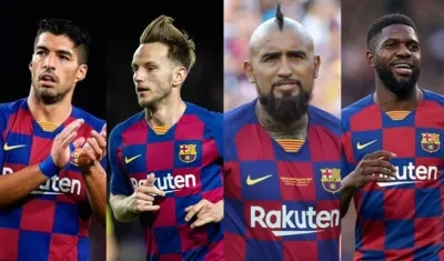 Luis Suárez, Ivan Rakitic, Arturo Vidal y Samel Umtiti.