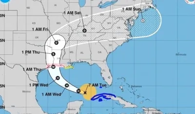 Trayectoria del huracán Laura.