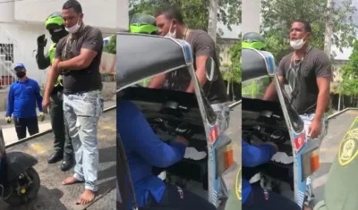 Momento en que era inmovilizado el motocarro del hombre mucho antes de agredir a los agentes. 