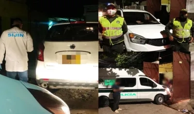 Los vehículos hallados en el parqueadero de San Isidro.