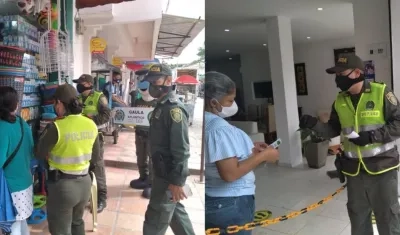 Entrega de volantes en el sector comercial de Sabanalarga.