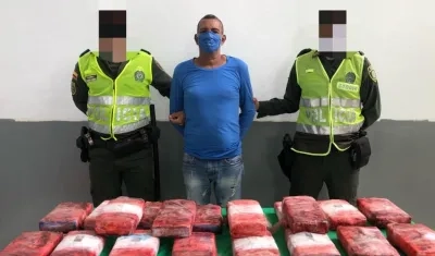 Luis Alberto Ibáñez Orozco, capturado con 20 kilos de cocaína.