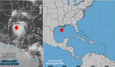 Así se ve desde el satélite el huracán Laura.