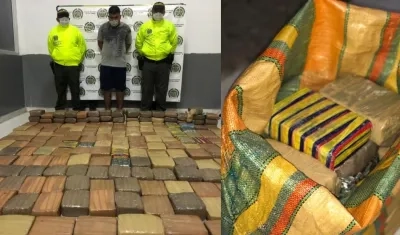 Droga incautada por la Policía en el barrio Santa María.