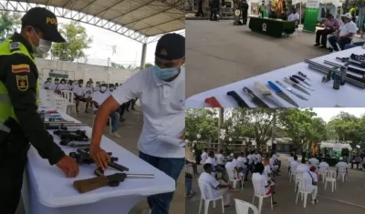 Entrega de armas por parte de dos grupos de pandillas. 