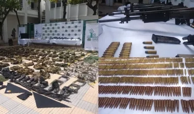 Arsenal de guerra hallado en la Sierra Nevada de Santa Marta.