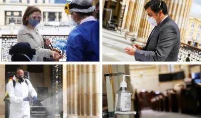 Algunas imágenes del protocolo aplicado en la sesión presencial del 27 de agosto.