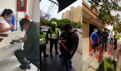 Momento en que la Policía colocaba los comparendos. 