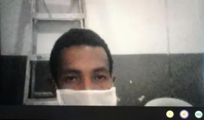 Juan Camilo De la Hoz Palacio, alias ‘Camilito’, durante la audiencia virtual de este miércoles.