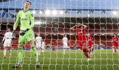 La celebración de Mohamed Salah.