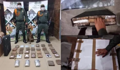 Paquetes de marihuana hallados en la empresa de encomiendas.