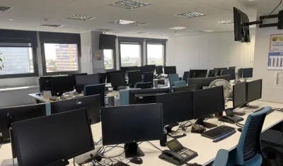 Redacción vacía de Internacional de la Agencia EFE, durante la pandemia del coronavirus.. 