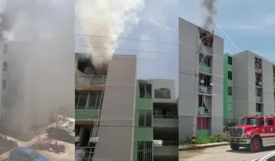 Momento del incendio en uno de los apartamentos de Vipa Verde. 
