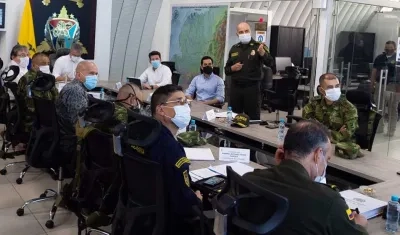 El Presidente Iván Duque en un consejo de seguridad en Tumaco.