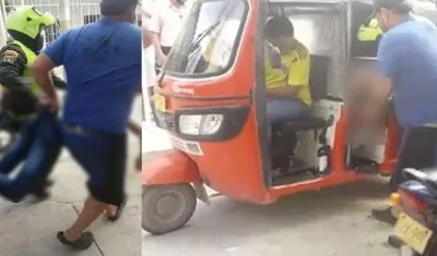 Momento en que el hombre era llevado al centro asistencial Agrupasalud. 