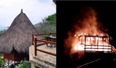 La cabaña incendiada.