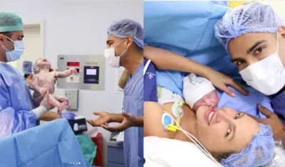 Jedediah Falcao García con sus padres. 