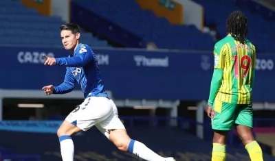 James Rodríguez celebra su gol. 