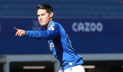 James Rodríguez celebra su gol. 
