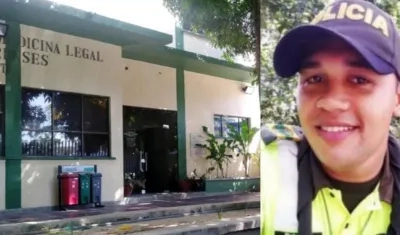 El cuerpo del patrullero Manuel David Torres Silva fue llevado a Medicina Legal. 