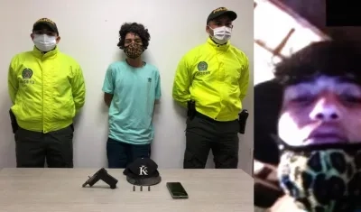 Alias 'Pichurria' tras ser capturado y una foto cuando manipulaba un celular hurtado y el aparato le tomó esta imagen. 