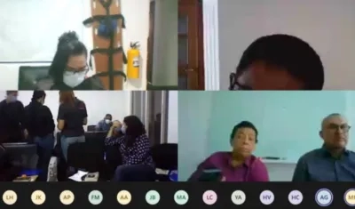 Aspecto de la audiencia virtual de formulación de imputación por el caso de Colpensiones. 