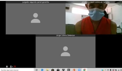 John Frey Villa García, alias ‘El Nariz’ o ‘Orejas’, durante la audiencia virtual. 
