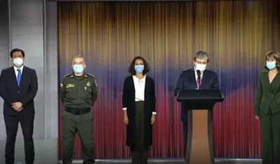 Ministro de Defensa, Carlos Holmes Trujillo, en su declaración pública este miércoles.