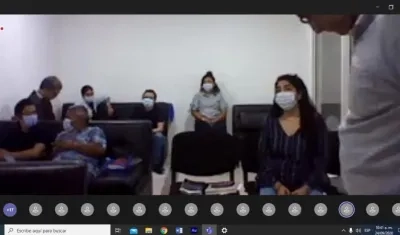 Aspecto de la audiencia virtual en el caso de la presunta defraudación de Colpensiones. 