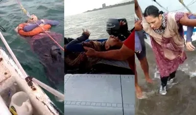 La mujer fue rescatada a más de 2 kilómetros de las playas de Salgar.