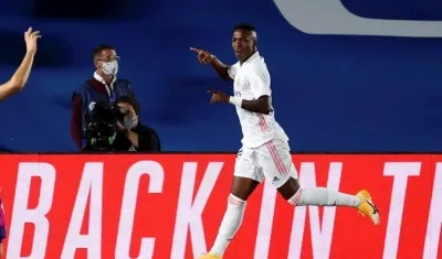 Vinicius celebra el gol del triunfo. 