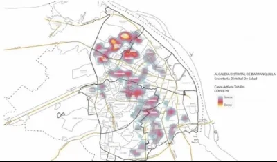 El mapa del Covid-19 en Barranquilla.